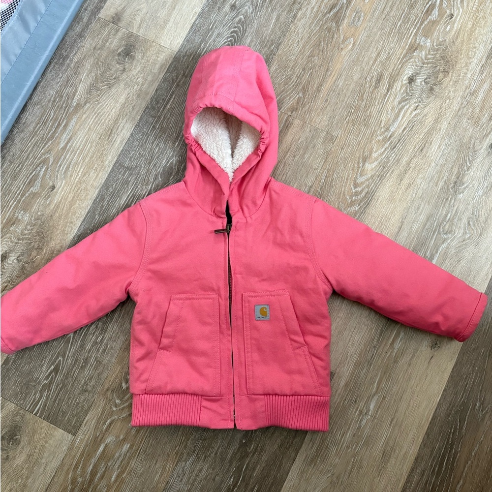 Carhartt Pink and White Sherpa Lined Jacket